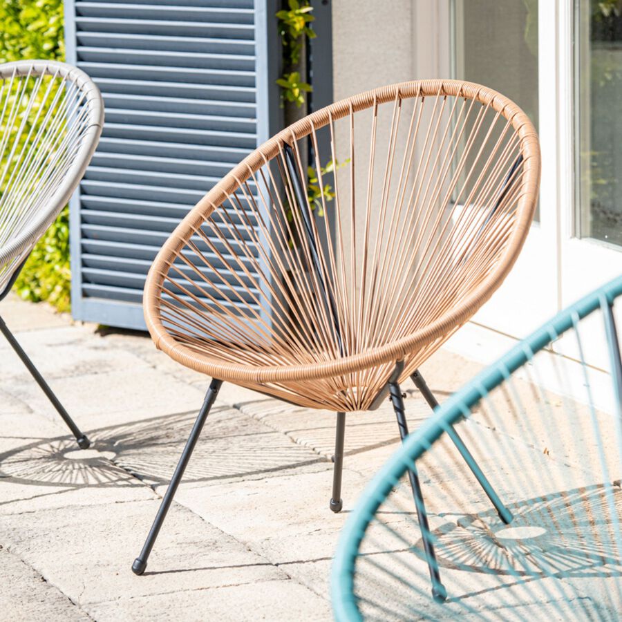 Silla de jardín de ratán sintético marrón Acapulco 72x90x83cm