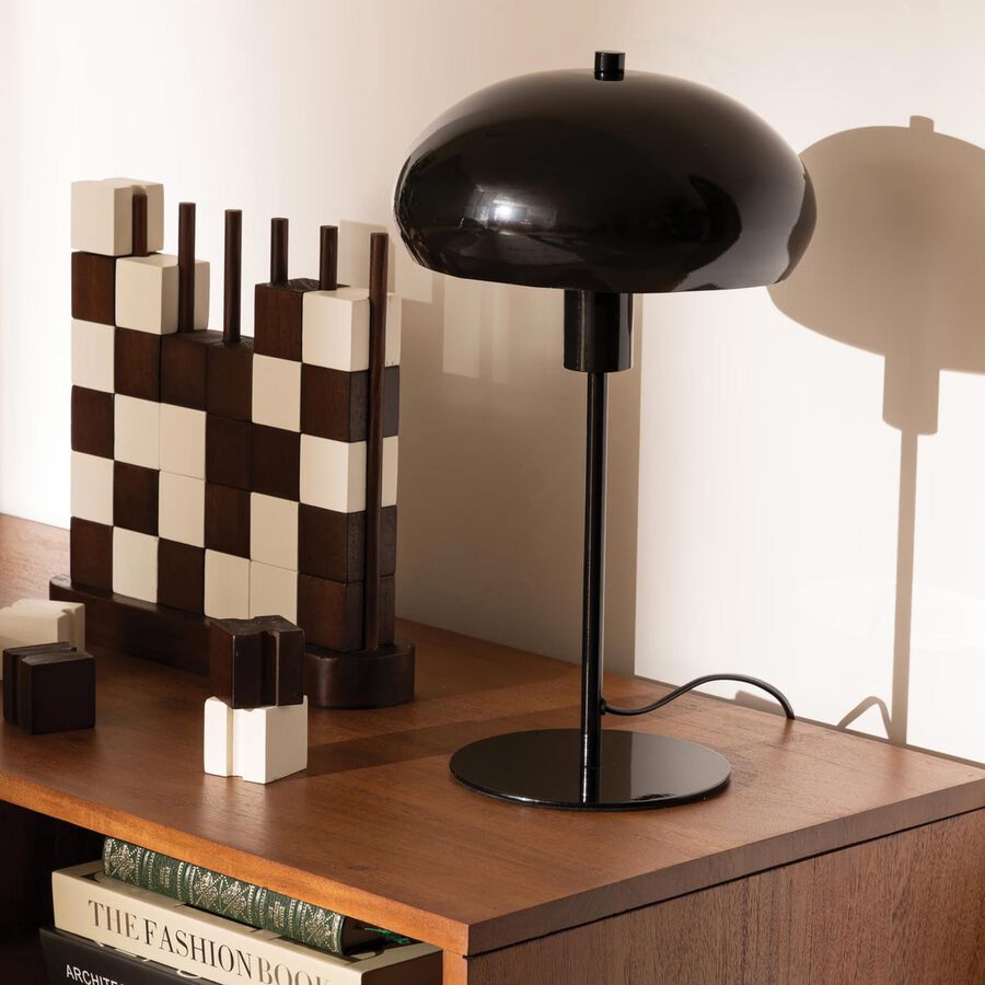 L&aacute;mpara de mesa seta Savio de metal negro 38cm