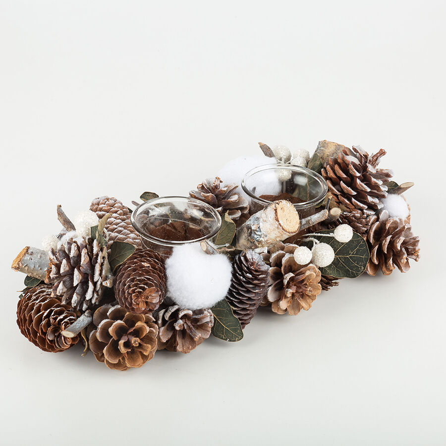 Centro portavelas pi&ntilde;as 37x15x8cm