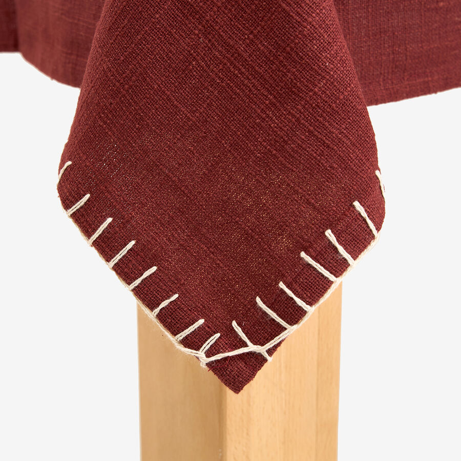Mantel de algodón vino pespunte crudo Arosa 140x250cm