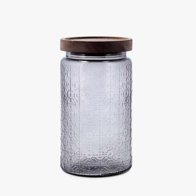 Tarro de vidrio con tapa de acacia 1L Tosca