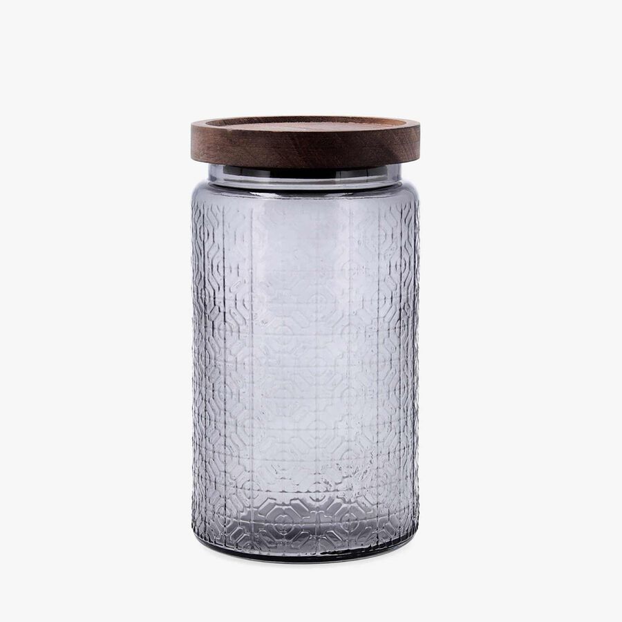 Tarro de vidrio con tapa de acacia 1L Tosca