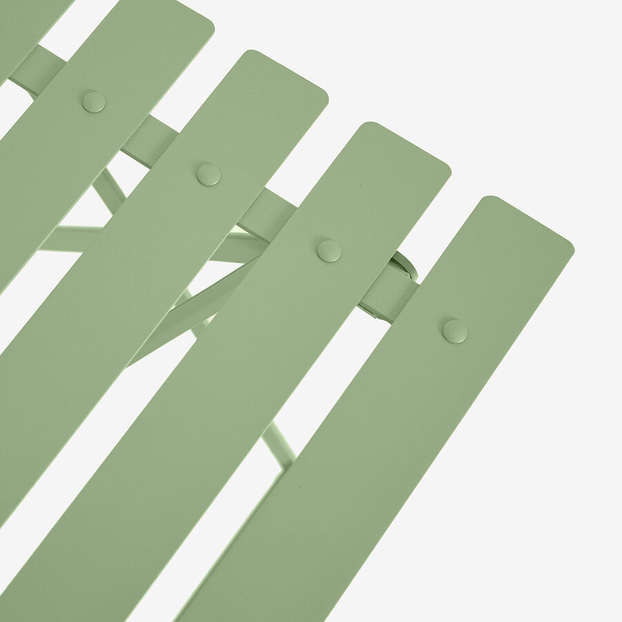 Set de jard&iacute;n de mesa y 2 sillas de acero verde Bistro