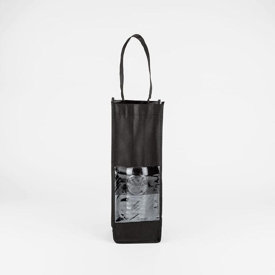 Bolsa para 1 botella de vino con ventana y asas