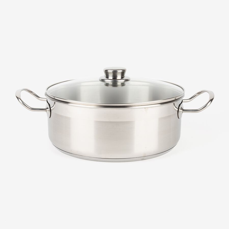 Cacerola de acero inoxidable con tapa de cristal Ø26cm