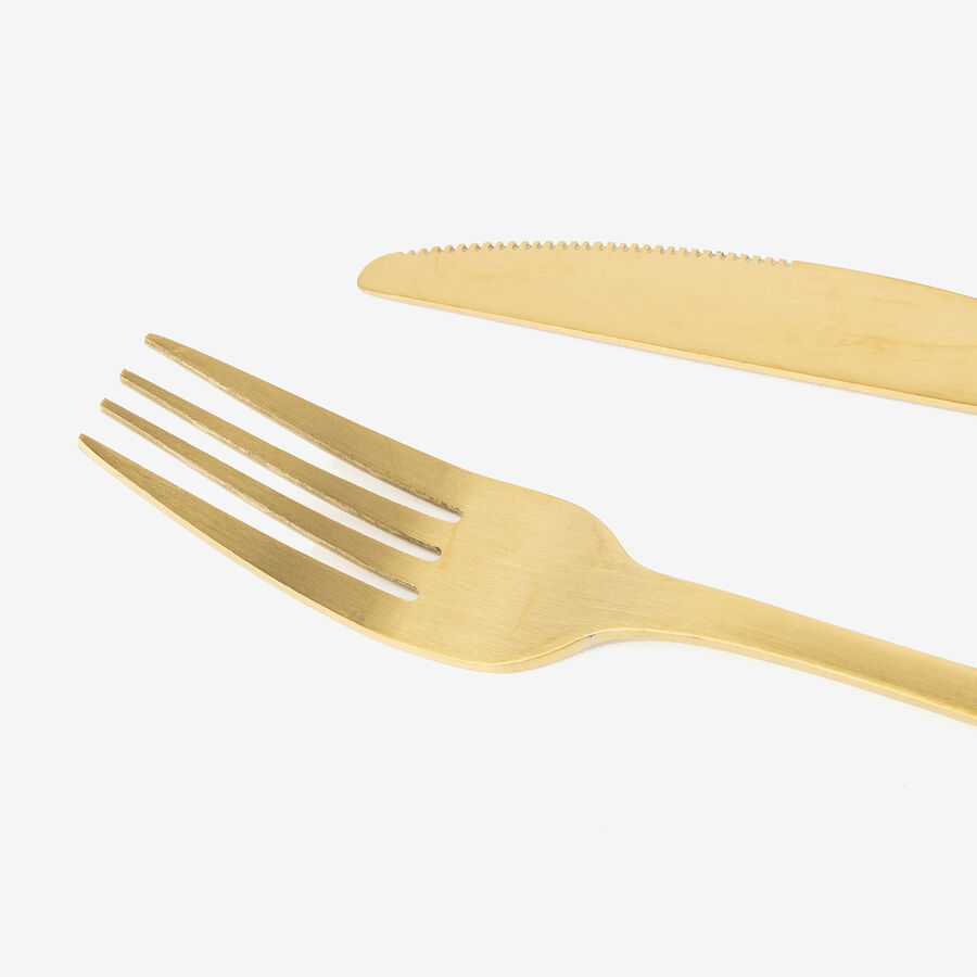 Cubertería de 16 piezas de acero inoxidable dorado