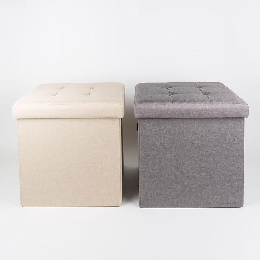 Puf con almacenaje beige 38x38cm