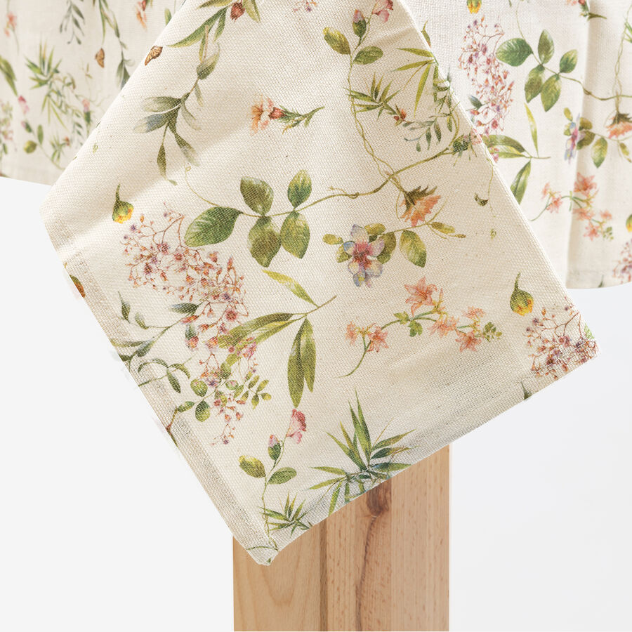 Mantel de algod&oacute;n reciclado con estampado de flores 135x200cm