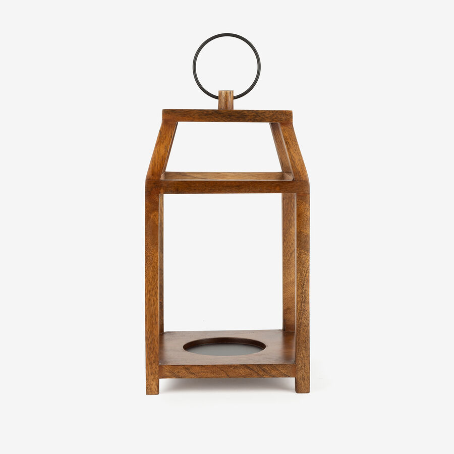 Farol de madera natural 19x19x35cm