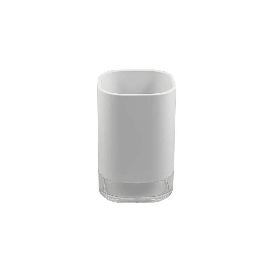 Vaso portacepillos de acr&iacute;lico blanco 8x11cm