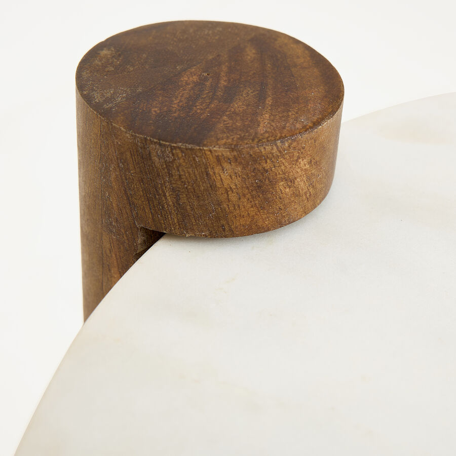 Mesa auxiliar de mármol y madera Houston Ø40x50cm Clau&Chloe