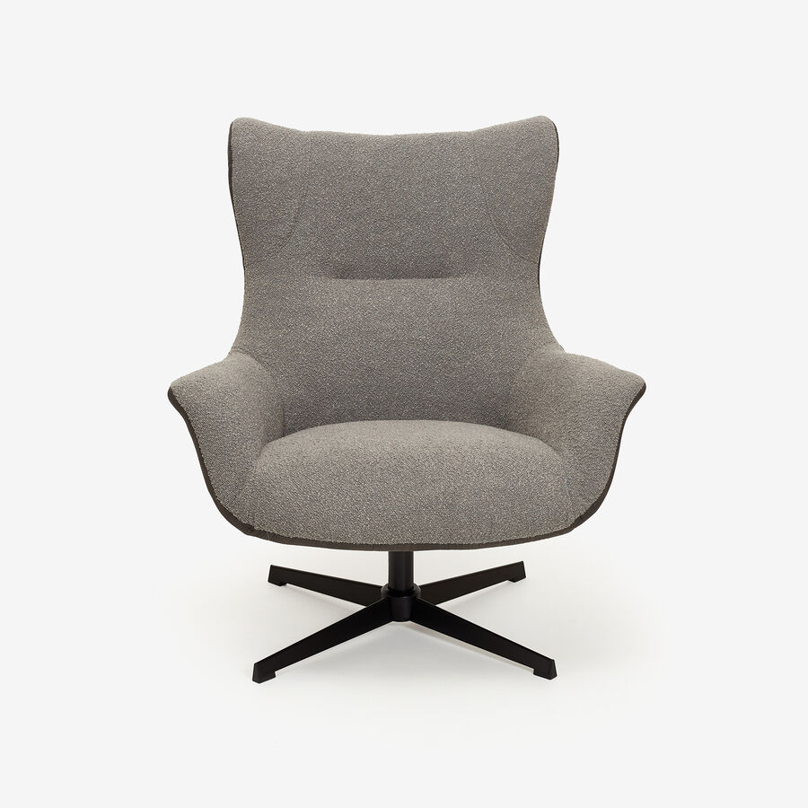 Butaca giratoria gris con puf Brida 86x80x102cm Clau&Chloe