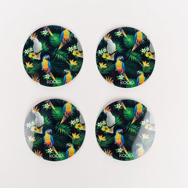 Set de 4 posavasos Loros &Oslash;7cm
