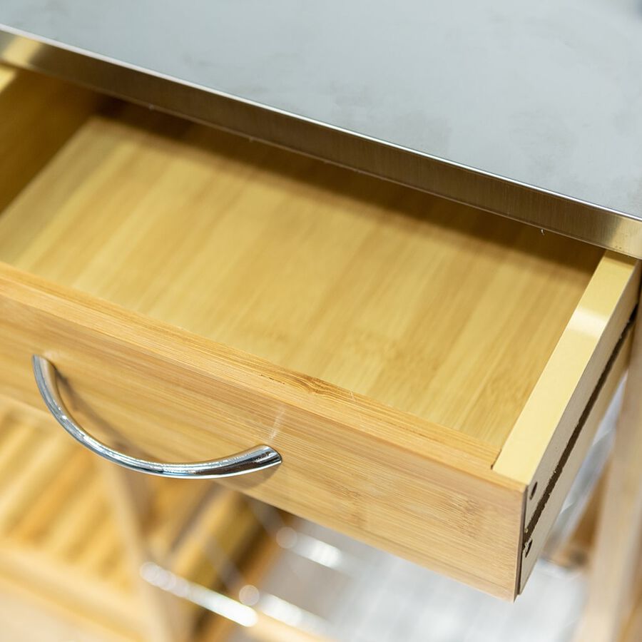 Carro de cocina de madera bambú 74x37x86cm