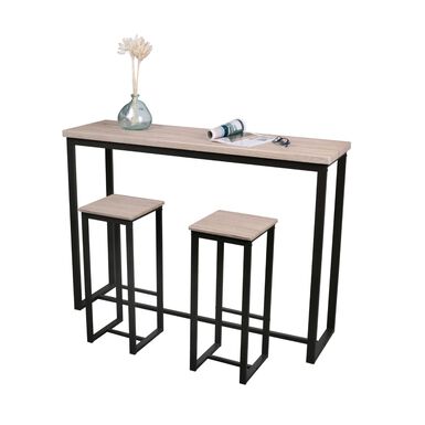 Mesa alta con 2 taburetes de aglomerado de madera (MDF) Badok 140x40x89cm