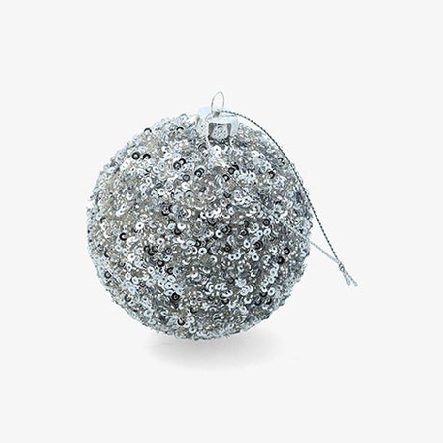 Bola de Navidad de lentejuelas plateada 8cm
