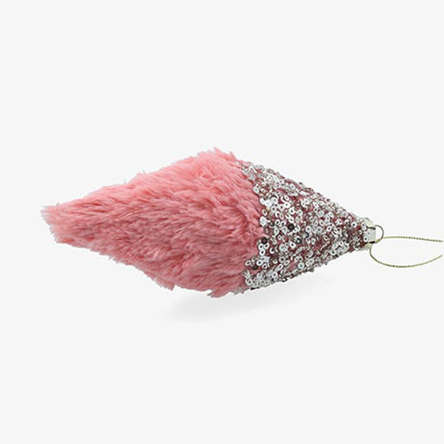 Bola de Navidad l&aacute;grima de lentejuelas rosa 15cm