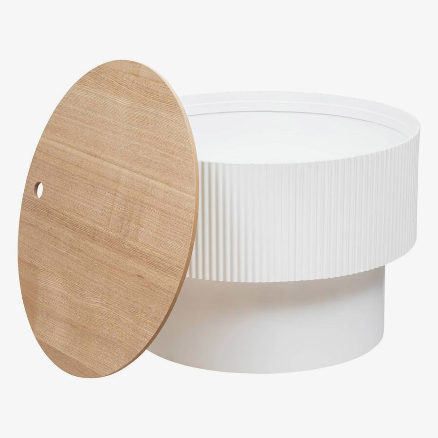 Mesa auxiliar ba&uacute;l blanca de madera Oria 