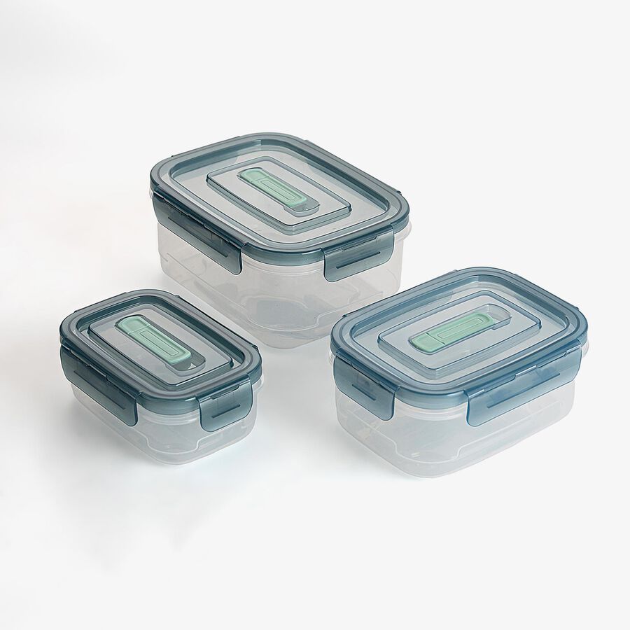 Set de 3 recipientes verde de pl&aacute;stico 