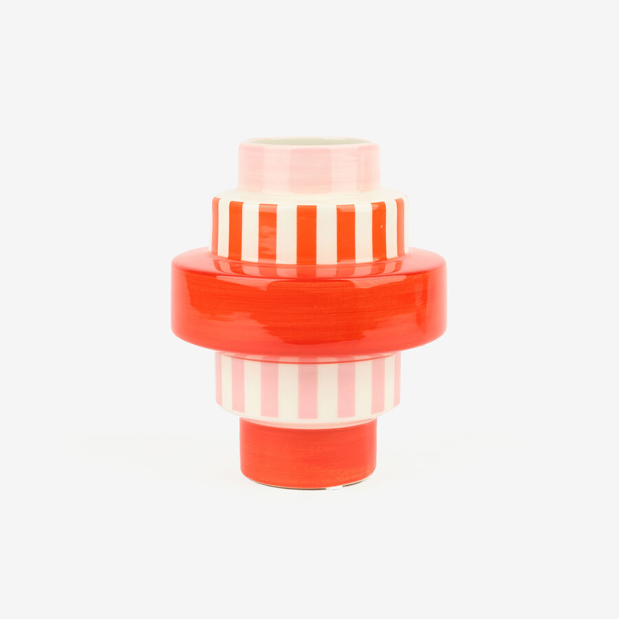 Jarr&oacute;n de cer&aacute;mica rayas naranja Odell &Oslash;15x18cm