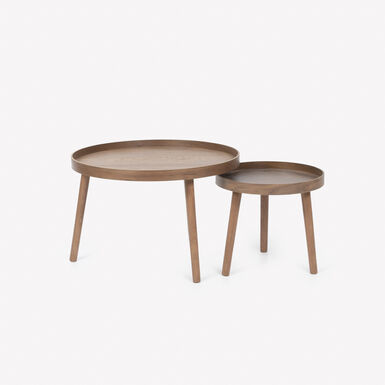 Set de 2 mesas auxiliares de madera de pino Ø60/Ø38cm