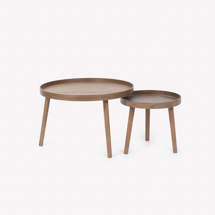 Set de 2 mesas auxiliares de madera de pino Ø60/Ø38cm