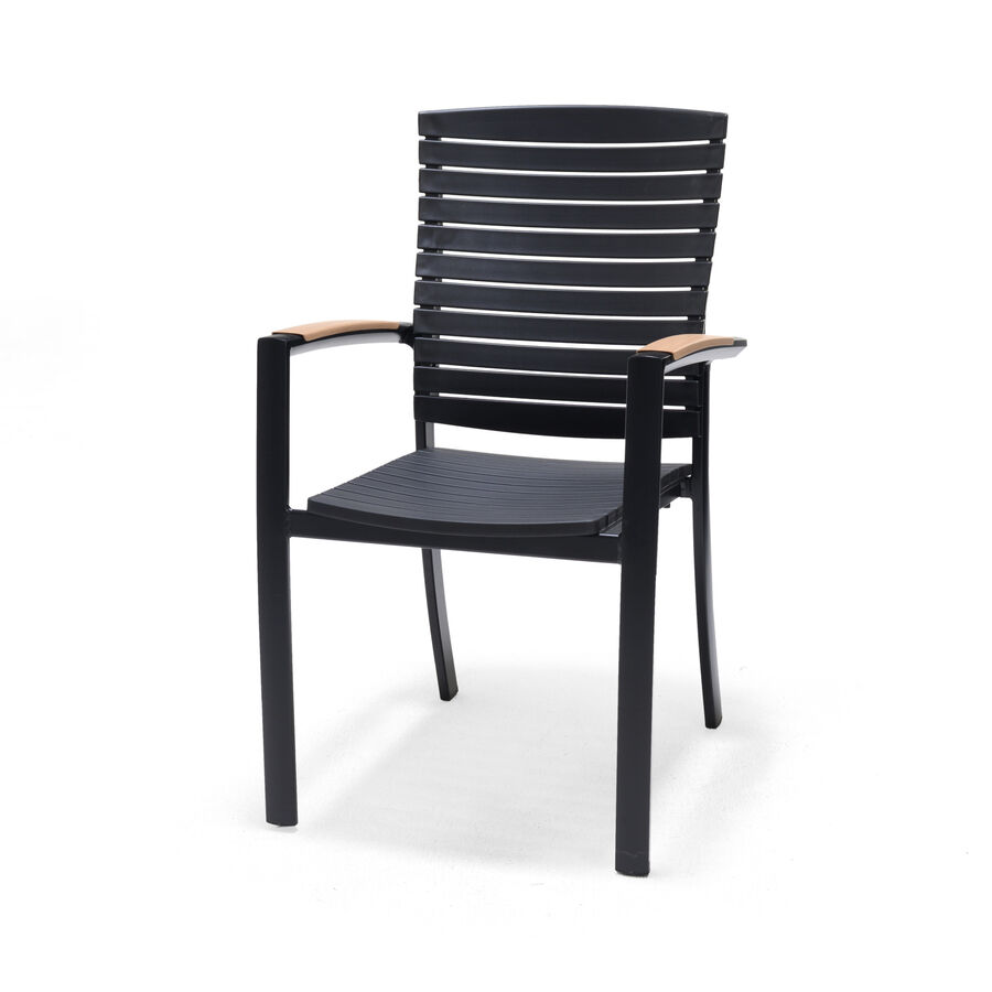 Silla de jardín negra de aluminio y DuraOcean 61x55x92cm