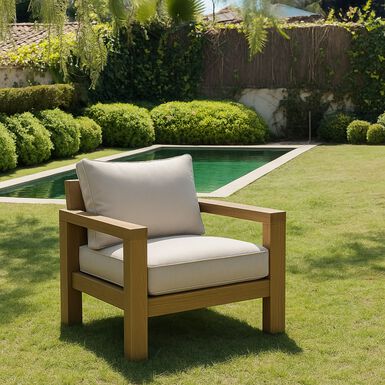 Butaca de jardín de aluminio efecto madera Durres 79x84x80cm