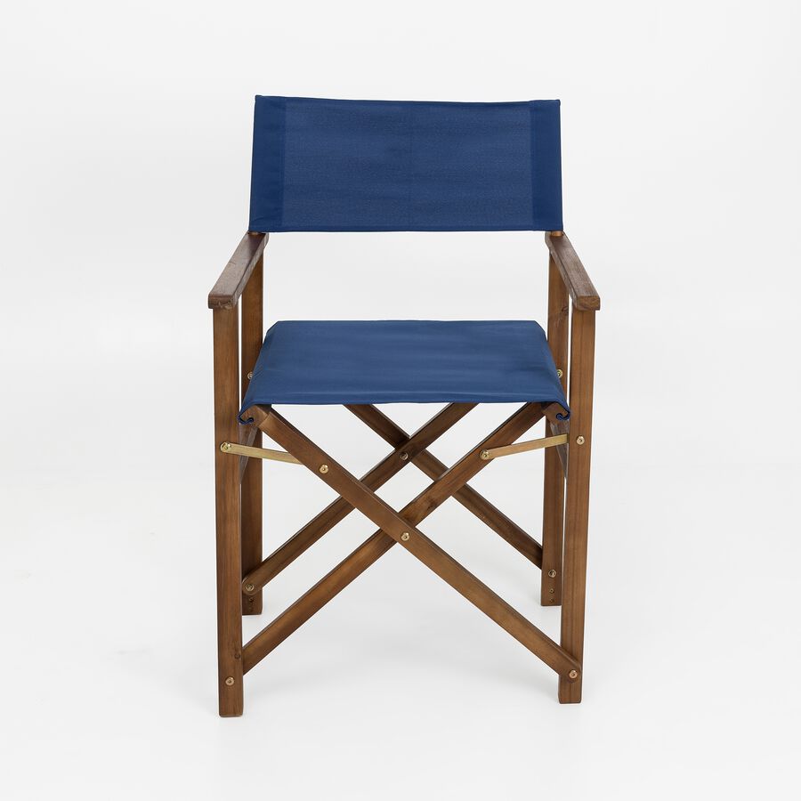 Silla plegable director de jardín azul de madera de acacia 90x56x52 cm