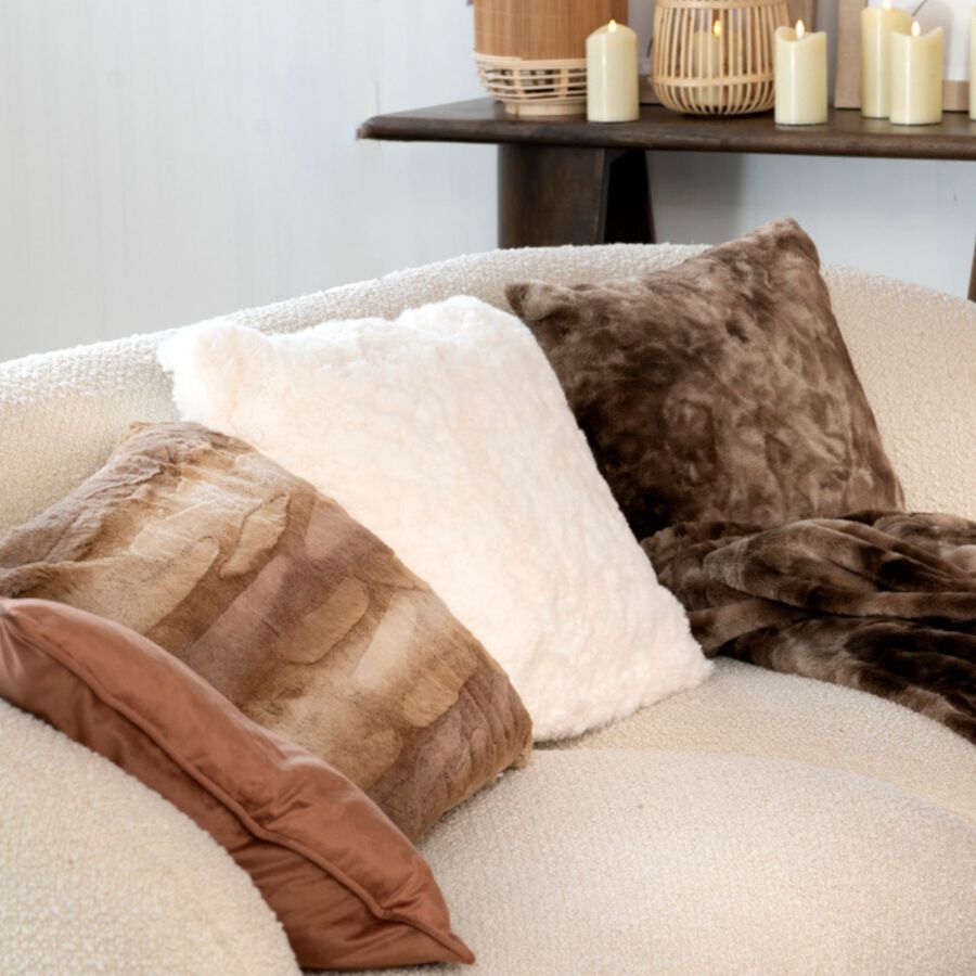 Funda de cojín de pelo blanco 45x45cm