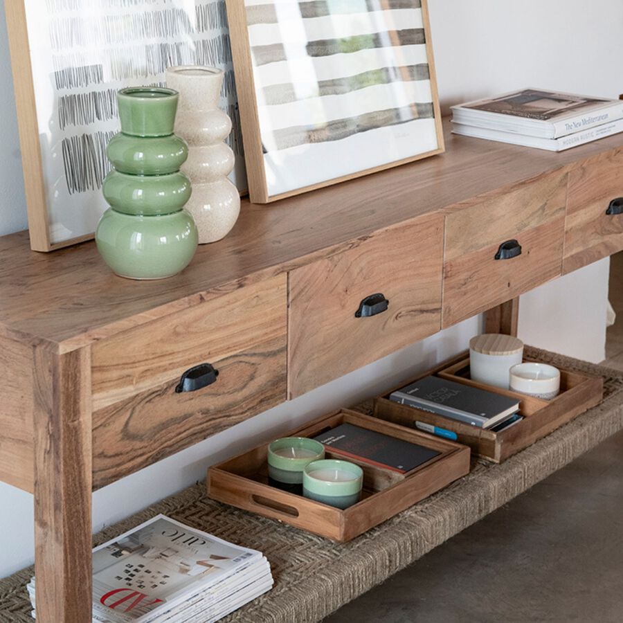 Consola de madera de acacia Bolt 170x40x75cm Clau&Chloe