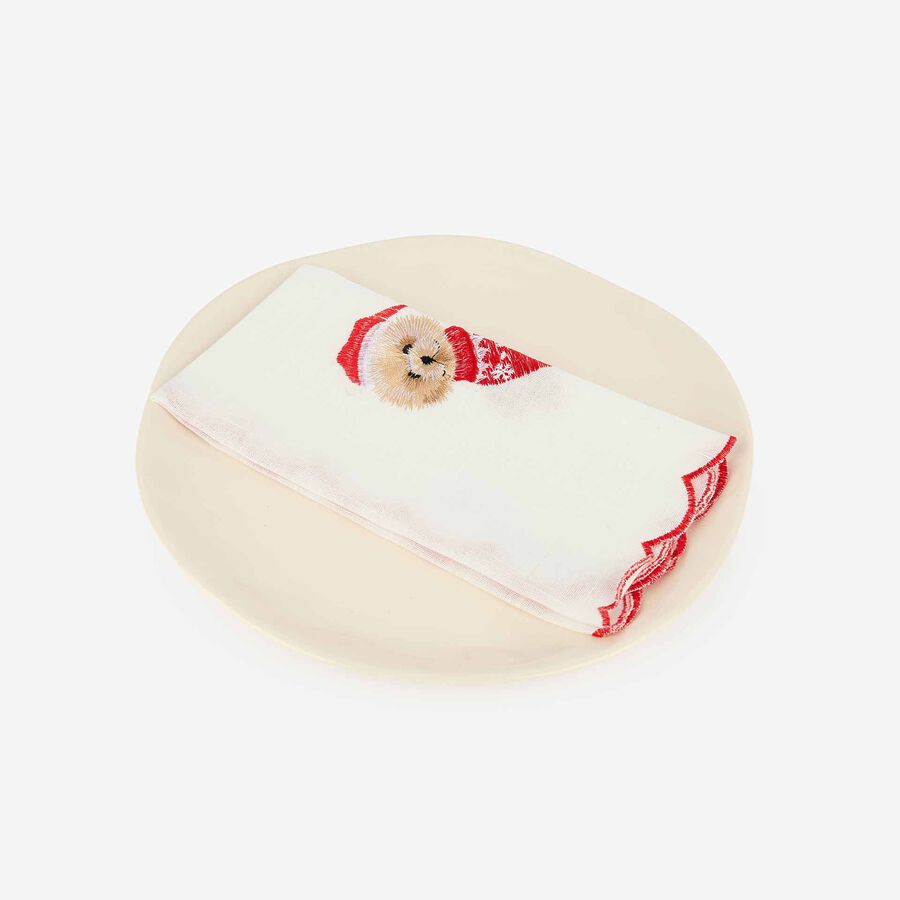 Servilleta blanca bordada Perro 45x45cm