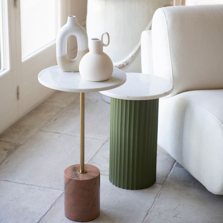 Mesa auxiliar de m&aacute;rmol blanco Kern &Oslash;35x61cm Clau&Chloe