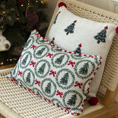 Funda de coj&iacute;n con coronas navide&ntilde;as Merry 50x35cm