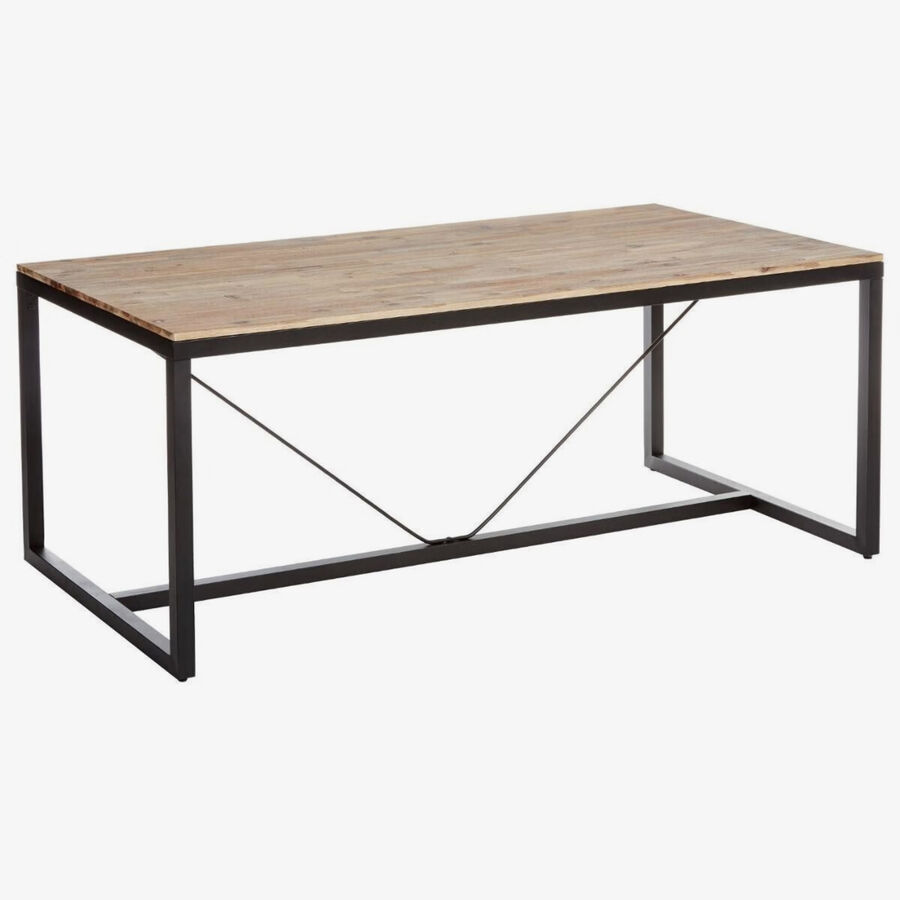 Mesa de comedor de madera y metal Lunel 180x90cm 