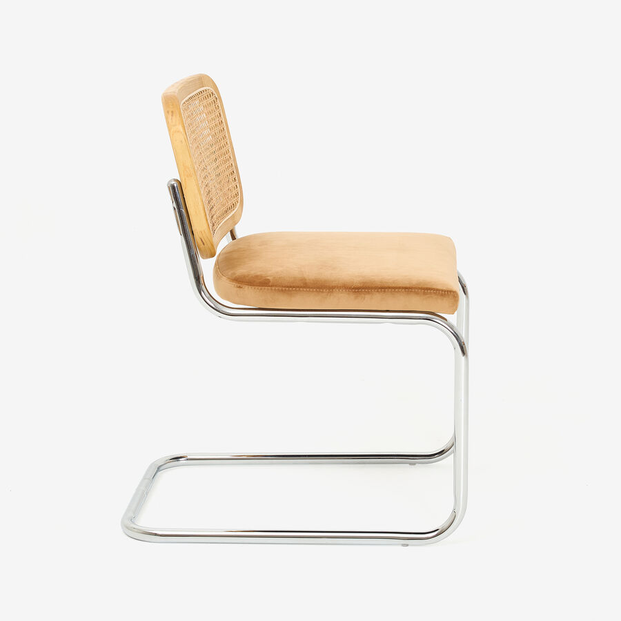 Silla de comedor de madera de olmo y ratán marron Leonor 47,5x63,5x82cm Clau&Chloe