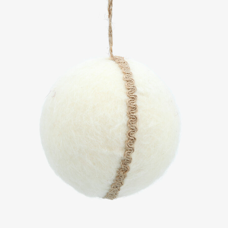 Bola de Navidad de fieltro blanca 11x11cm