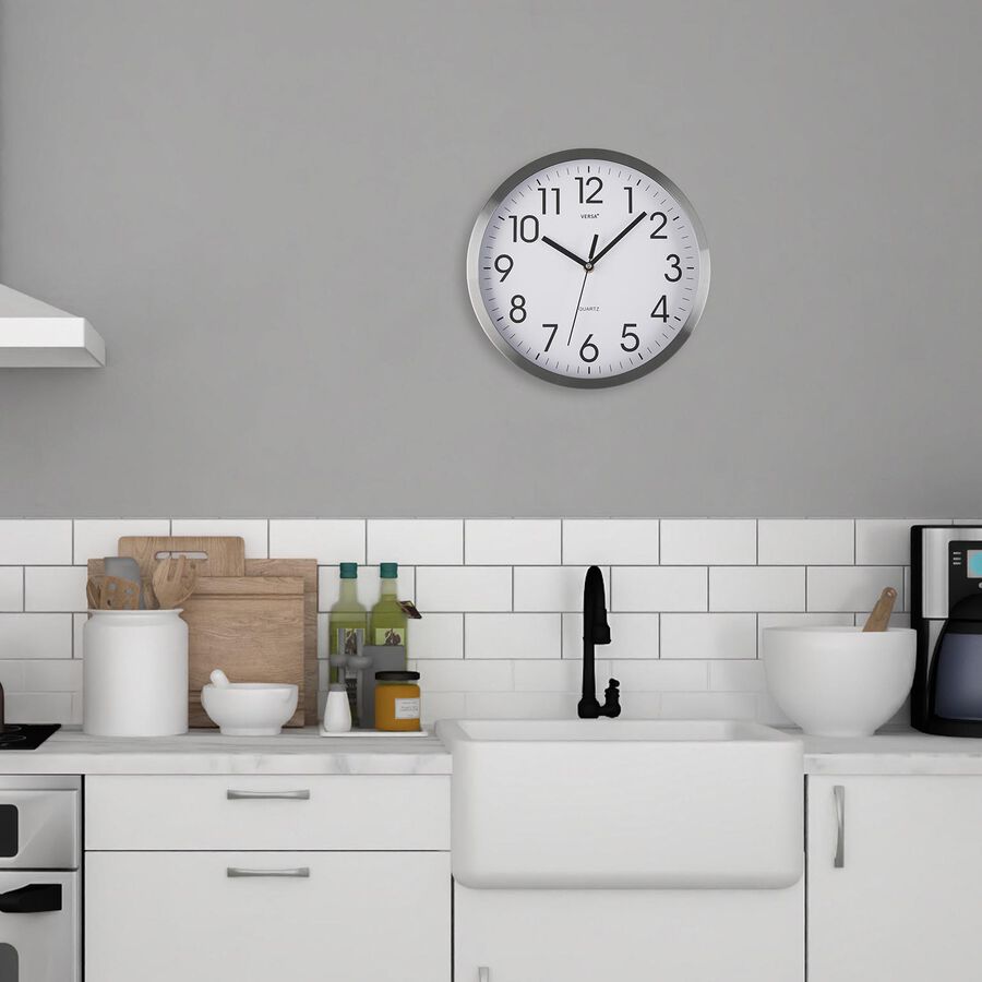Reloj pared alum. plateado Time Ø30,5