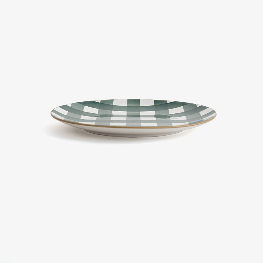 Plato llano de vichy verde de porcelana Pradera &Oslash;25cm