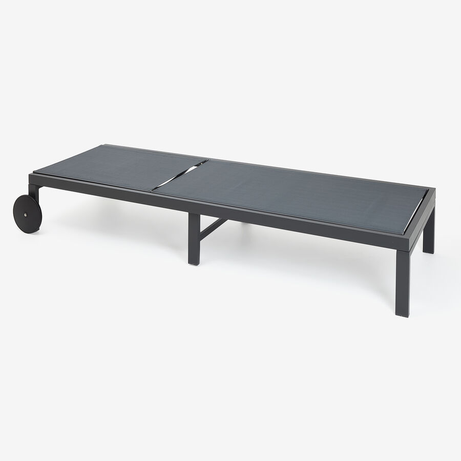 Tumbona reclinable de aluminio con ruedas gris 64x200x89cm