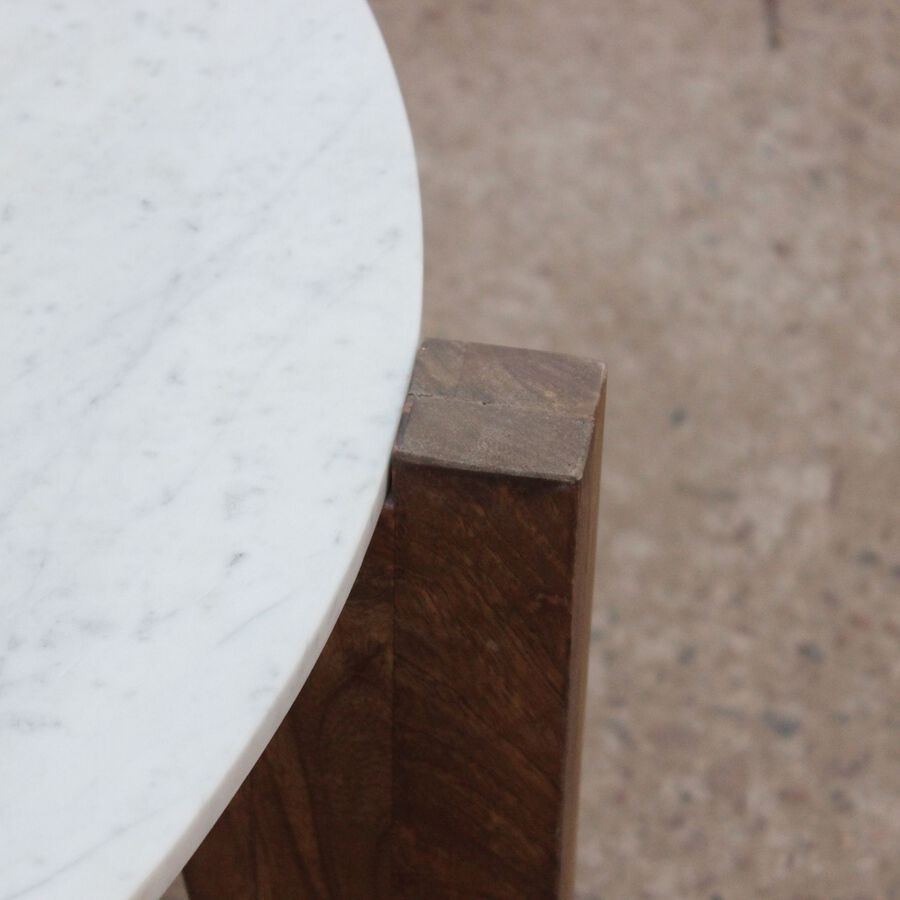 Mesa de centro de mármol y madera Berlín Ø90x45 Clau&Chloe