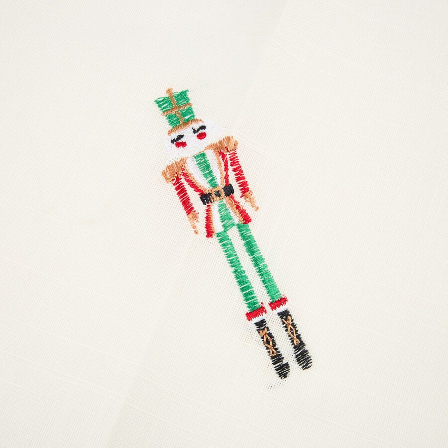 Servilleta blanca bordado Cascanueces 45x45cm