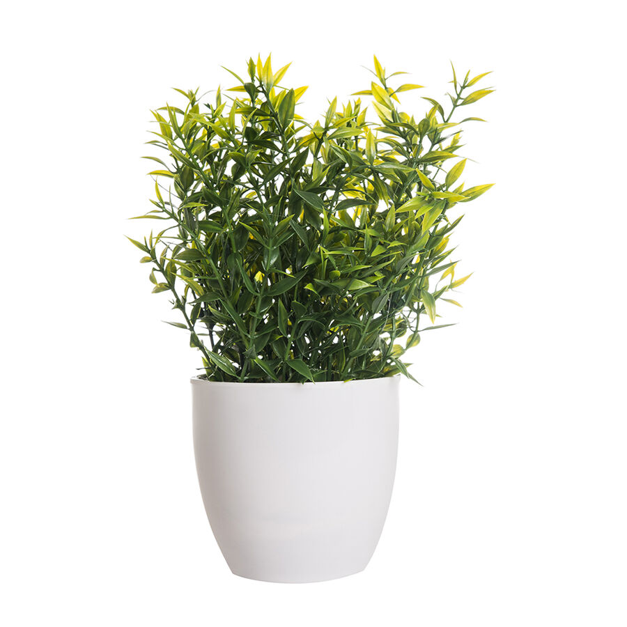 Maceta con planta artificial en varios modelos 11x11x24cm