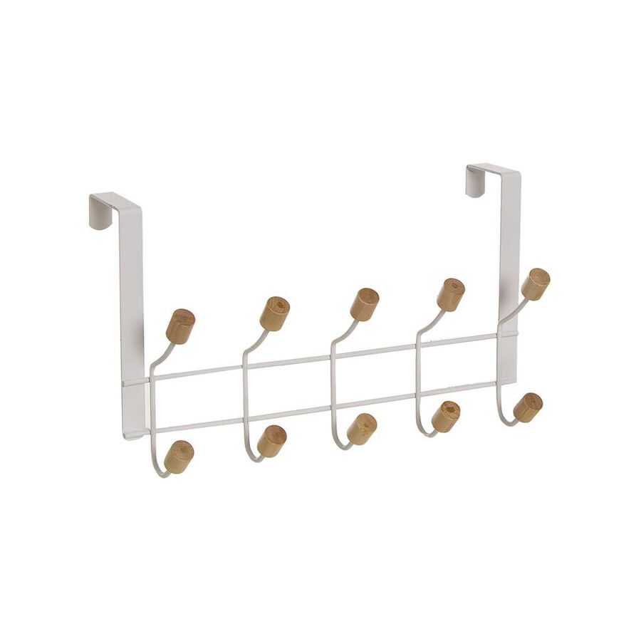 Perchero de puerta de metal blanco 34x19x10cm