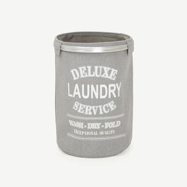 Cesta para ropa doble de aluminio y tela gris Deluxe &Oslash;37x50cm