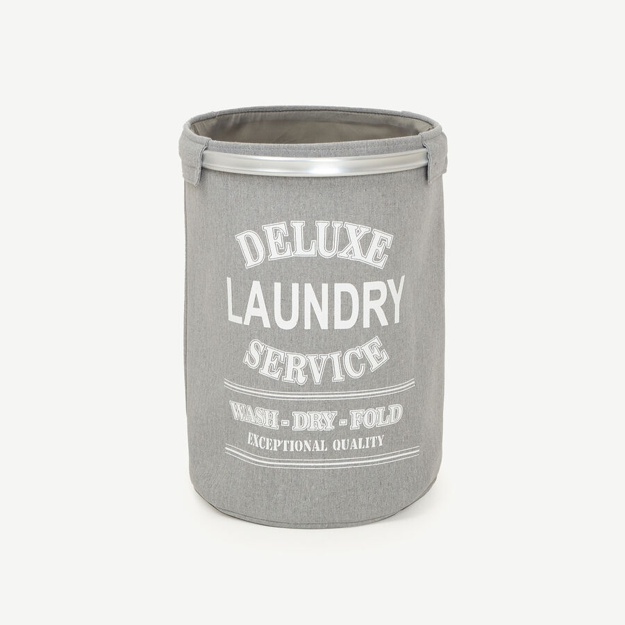 Cesta para ropa doble de aluminio y tela gris Deluxe &Oslash;37x50cm
