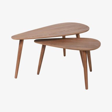 Set de 2 mesas auxiliares de nogal Alsace 80x40x40cm y 60x30x35cm