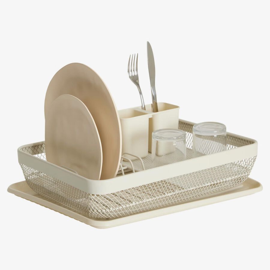 Escurridor de platos 1 nivel de metal beige 43,5x32,5x14cm