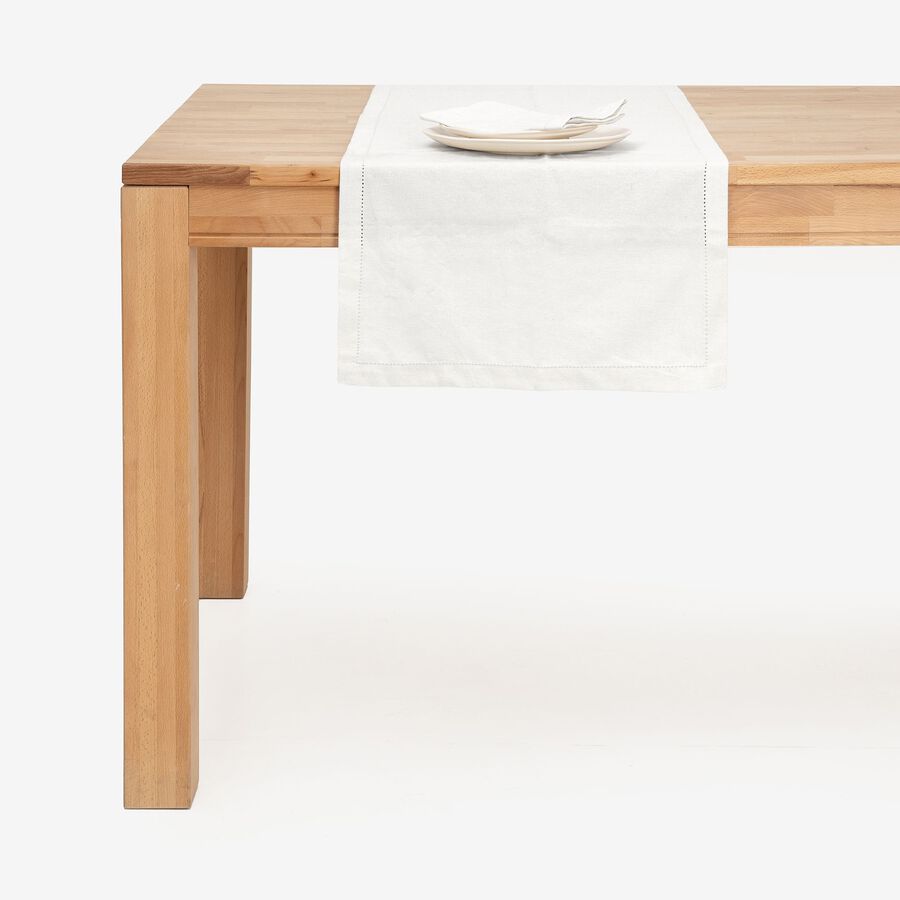 Camino de mesa de algodón blanco Vainica 45x140cm