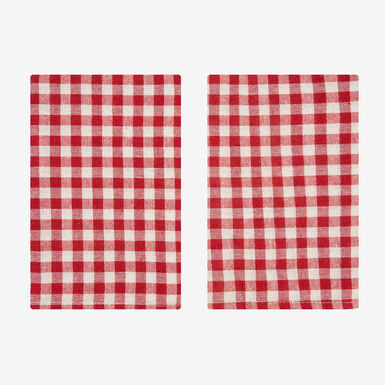 Set de 2 servilletas de algodón rojo Vichy 43x43cm